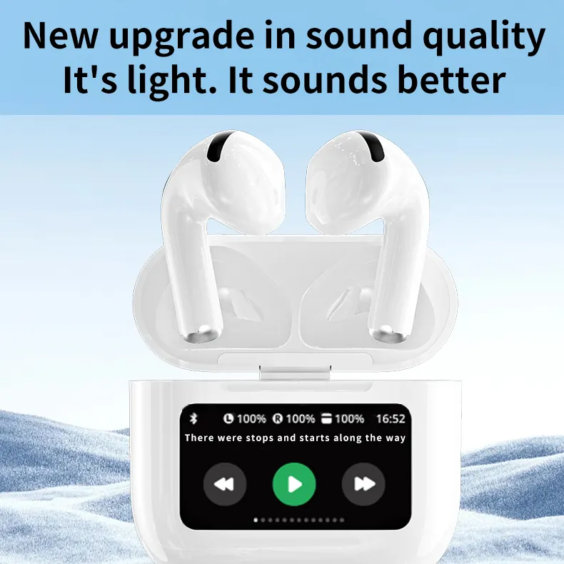 A9 Pro Smart In-Ear Earphone With ENC Function BT 5.4 Wireless Full Color Touch Screen Stereo Sound Sport Earbuds Headphone